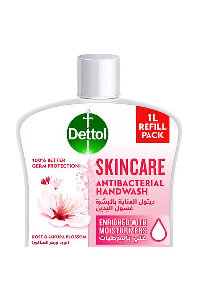 Dettol Skincare Liquid Handwash Refill, Rose & Sakura Blossom Scent, 1L