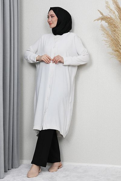 GİYZAMİLA Buttoned Aerobin Cap Off White