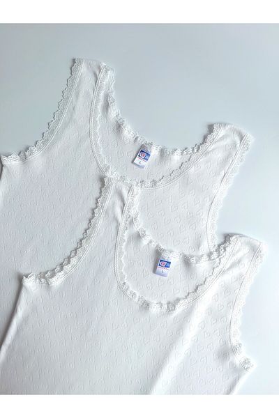 Çebi Çamaşırları Women's Cotton 100% Ecru Heart Rectangular Tank Top Dress