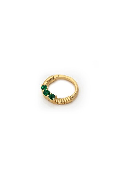 Gianfranco 14 Ayar Altın Taşlı İnakos Verde Helix Küpe