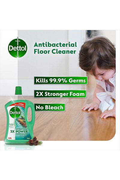 Dettol Power Floor Cleaner, Pine Scent, 1.8L x 2