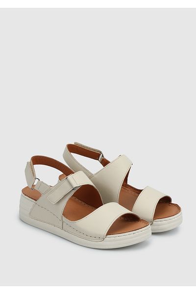Eclipse Ecru Leather Women's Flat Sandals