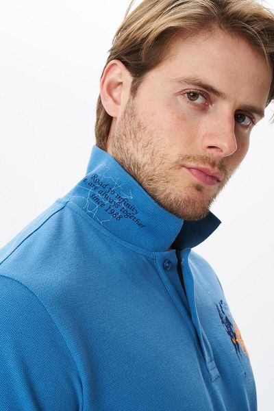 Arma Tricou albastru pentru bărbați, cu croială normală, imprimat, 100% bumbac, cu gât polo, Y 29374356202