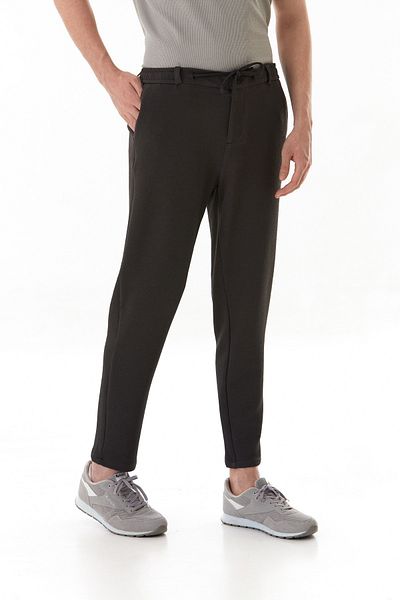 Fulla Moda Παντελόνι Jogger από ύφασμα βάφλα με δεμένη μέση