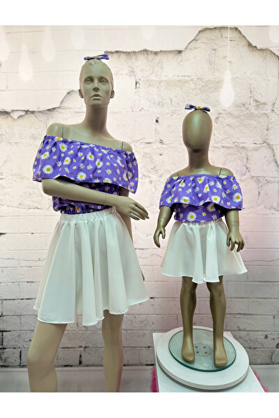 NA ADDESIGN Majka i ćerka, lila bluza i bela suknja