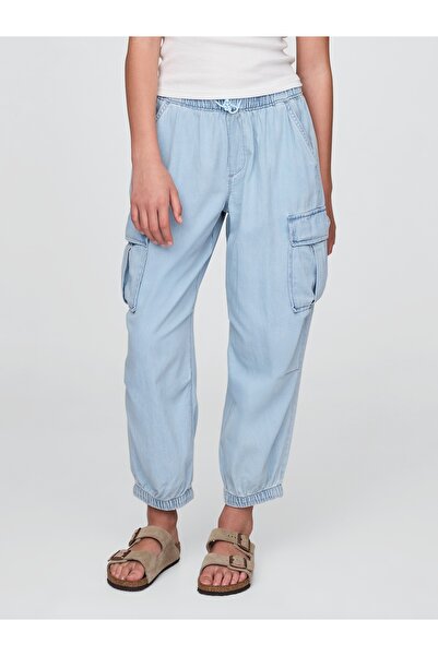 GAP Kız Çocuk Açık Mavi Pull-On Kargo Paraşüt Pantolon