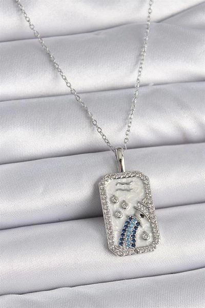 Store 316l الصلب الفضة اللون سلسلة دلو علامة الزركون حجر المرأة قلادة