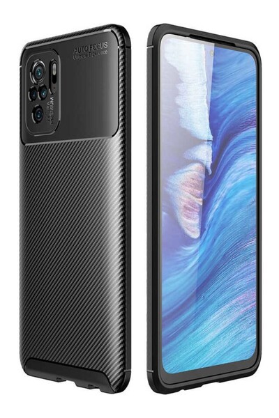 tekno grup Xiaomi Redmi Note 10 Case Carbon Patterned Lux  Silicone Black + F...