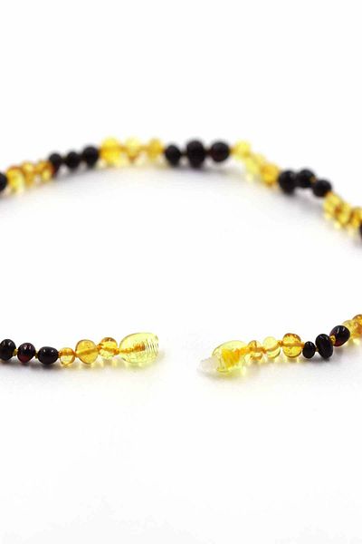 SAURACHI Certified Natural Stone Drop Amber - Baby Necklace (4-5Gr) Yellow-Black