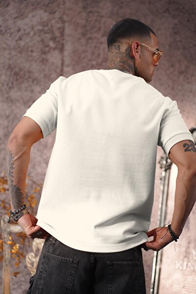 king brich Ανδρικό μπλουζάκι Kingbrich - Λαιμόκοψη, βαμβακερό, μισό υπερμεγέθη κοψίματα