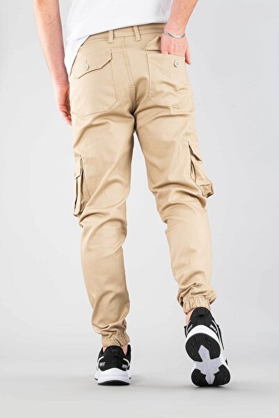 bombe Men's Beige Trousers Cargo Silim Fit