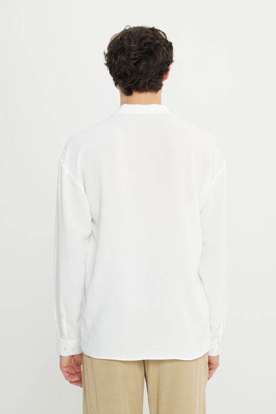 AC&Co / Altınyıldız Classics Ανδρικό πουκάμισο ζακάρ με λευκό γιακά με άνετη εφαρμογή