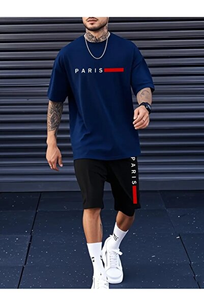 puolikuu Ανδρική φόρμα Oversize Σετ-Σορτς Παρίσι με στάμπα Φούτερ Σετ-Σορτς