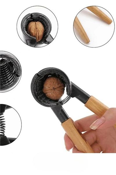homeneeds Nut Cracker with Wooden Handle Practical Nussknacker for Walnuts, Almonds, Hazelnuts