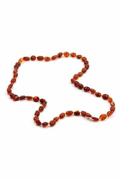 SAURACHI Certified Natural Stone Drop Amber Adult Necklace 8-12Gr Brown