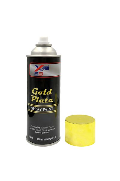 X-PRO 99 Gold Plate Spray Paint 400ml 18K Finish, Fast Drying, Water-Resistant for All Surfaces