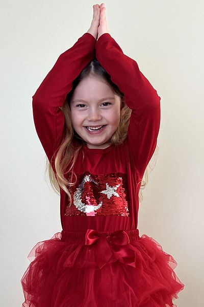 Breeze Girl's Long Sleeve T-Shirt Sequined Crescent Star 4-14 Years, Red