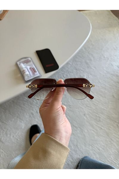RoseandRoses Celeoa Original Model Logo Detailed Women's Sunglasses Brown