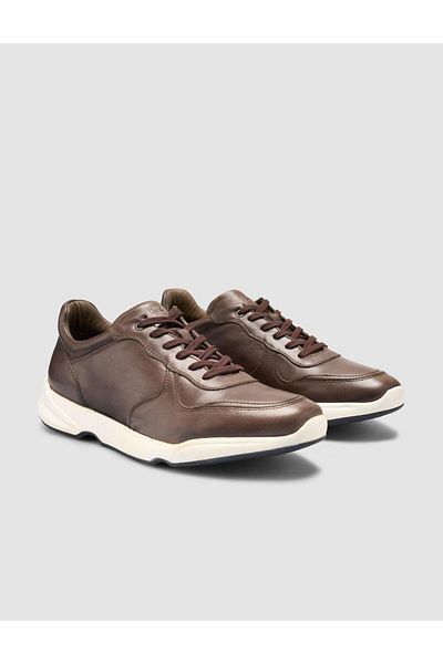 Cabani 100% Genuine Leather Brown Lace-Up Men's Casual Shoes