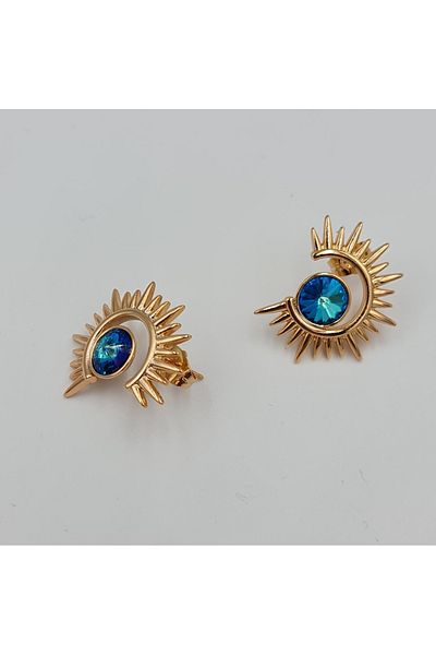 SE Jewellery Collection Selin Ersoy Rose Color Moon Figured Reflected Stone Vip Xuping Earrings with 3 Color Options