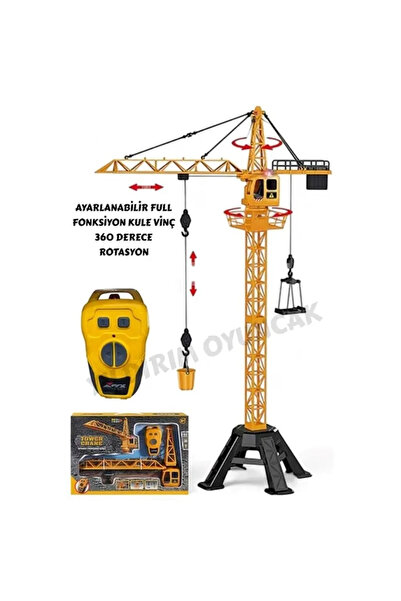 Marsel oyuncak Kumandalı Usb Şarjlı 4 Kanal Kızılötesi Sarılır Makara Fonk İnşaat Çocuk Mühendisliği Kule Vinç