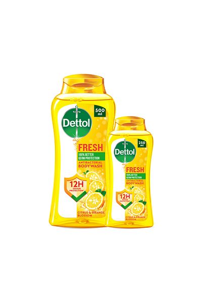 Dettol Fresh Shower Gel & Body Wash, Citrus & Orange Blossom Scent, 250ml + 500ml