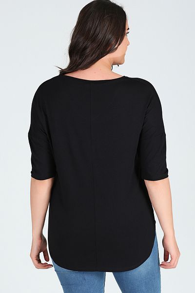 Curvy Trend Plus Size Flamingo Print Half Sleeve Side Slit Blouse