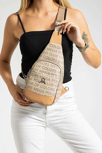 Getcho Lenglet Women's Body Bag Bag Monogram Patterned Suitable for Daily Use with Zippered Adjustable Strap