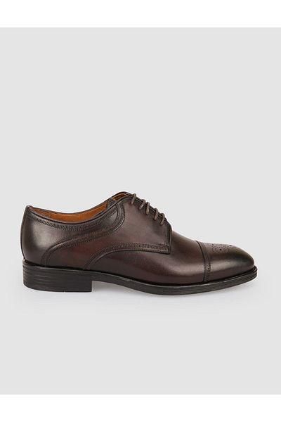 Cabani 100% Genuine Leather Brown Laced Men's Classic Shoes