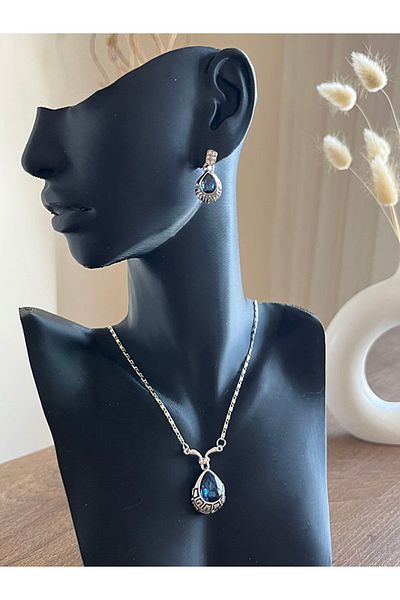 Büyük Hanım Vintage Style Artificial Crystal Necklace Earrings Set