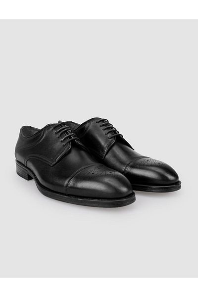 Cabani 100% Genuine Leather Black Laced Men's Classic Shoes