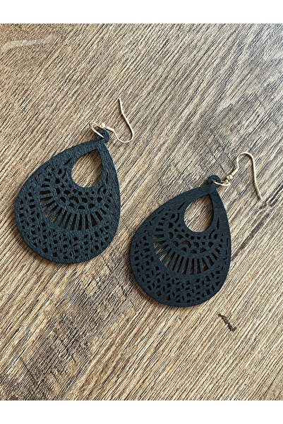 Büyük Hanım نحت الخشب استرخى الأقراط السوداء البوهيمية