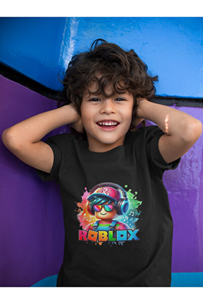 MAGORS مع سماعات رأس ROBLOX مطبوعة بقصة قياسية وياقة دائرية من القطن للبالغين...