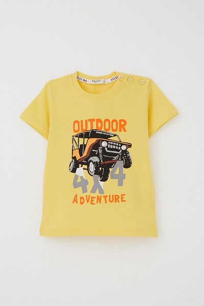 Breeze 1.5-5 Years Old Boy Shorts Set - Adventure Themed and Car Printed, Yellow