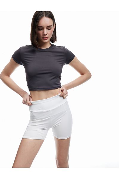 Koton Short Sleeve Crew Neck Crop Sports T-Shirt