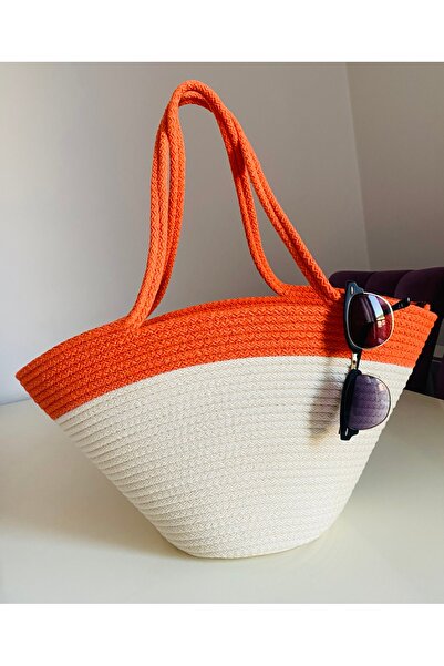 ELÇİÇEK HOME Χειροποίητη ψάθινη τσάντα, τσάντα παραλίας, τσάντα ώμου