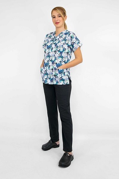 Nur Medikal Giyim Set de scrub-uri unisex cu model de margarete albe pentru medic chirurgie asistentă