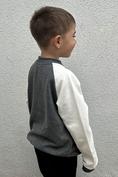 Breeze Boy's College Jacket with Letter Embroidery and Snap Fasteners Age 3-7, Gray Melange