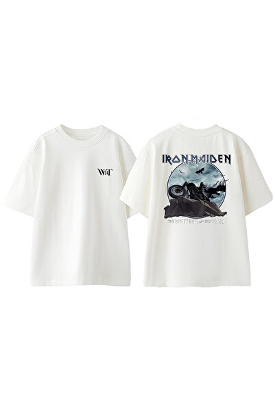 THEWERT Iron Maiden The Writing Design Rukotvorina Štampano Pamuk Bela Oversi...