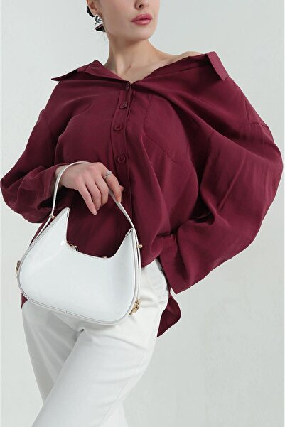 ribana Tek Cep Modal Oversize Kadın Gömlek