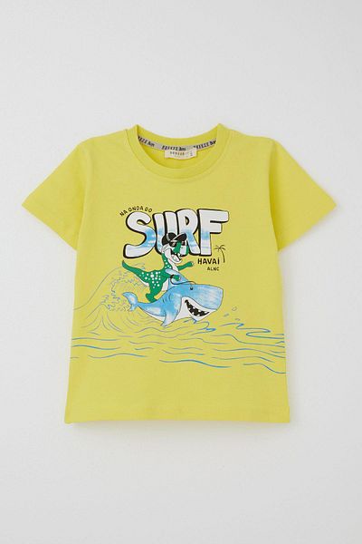 Breeze Boys' Shortsweight Holiday Themed Cheerful Surfer Animals Printed 2-6 Years Old, Yellow