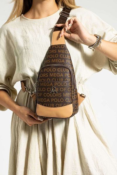 Getcho Lenglet Women's Body Bag Bag Monogram Patterned Suitable for Daily Use with Zippered Adjustable Strap