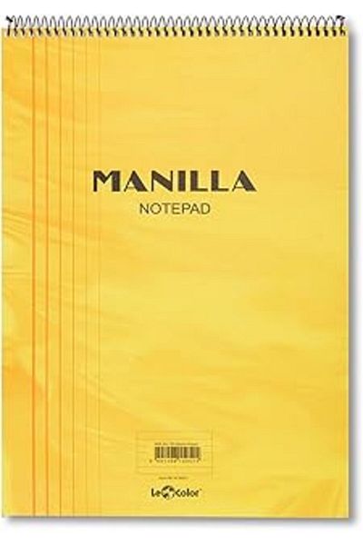 Mu Art Ahşap Lé Color 41300/1 Manila Notepad Soft Cover with 1St Dough Paper Spiral, Yellow