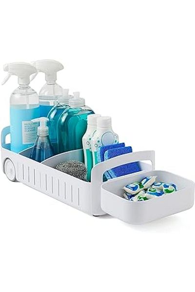 Mu Art Youcopia 1 Rollout Caddy, 20.32 Cm, Kitchen and Bathroom under Sink Organizer, Plastic, White