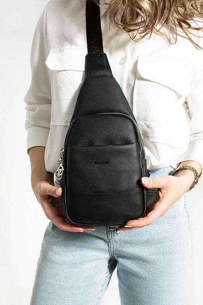 Getcho Lenglet Women's Black Body Bag Bag Multi-Eye Zipper Suitable for Daily Use with Cross Strap