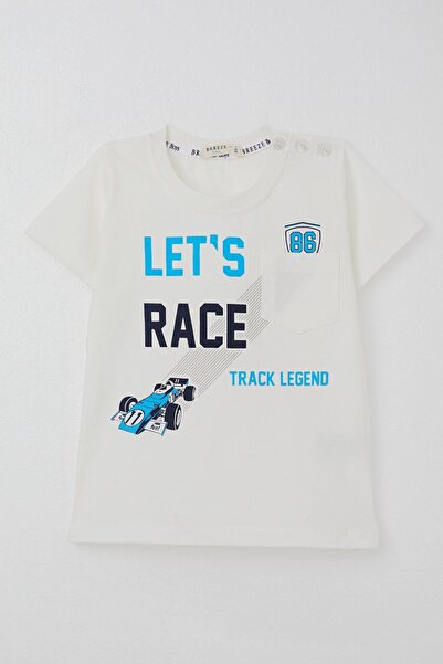 Breeze Момчешка тениска с мотив от състезания, с печатен текст и джобове, въз...
