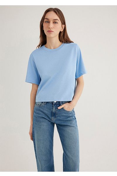 Mavi tricou de bază pentru femei, cu croiala lejeră