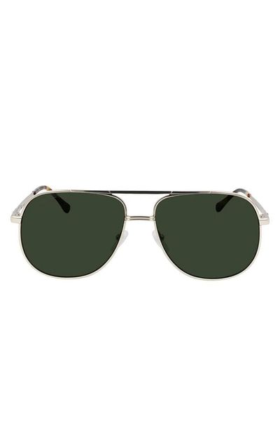 Lacoste Aviator Sunglasses Gold Green L222SG 714 Size 60