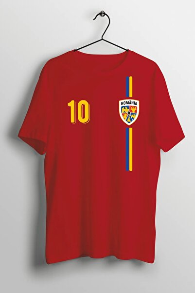 PERISENSE تي شيرت رومانيا ريترو لكرة القدم، تي شيرت رومانيا ريترو O قصة فضفاضة