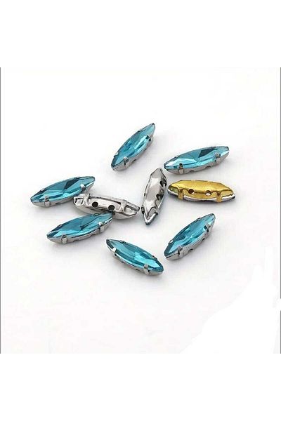 yiğit aksesuar 20 Pieces Shuttle Silver Case Light Blue Strut Glass Stone